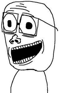 sackjak, troll sackjak, glasses, looking at you, no beard, teeth, white background