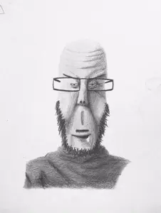 entiral, markiplier soyjak, euromutt, euromutt, art, drawing, european, glasses, soyjak, stubble