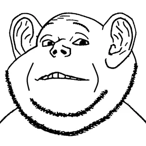 impish soyak ears, impaish, closed mouth, ear, frown, redraw, soyjak, stubble, wrinkles