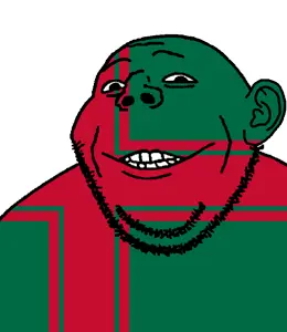 gapejak, gapealien, closed mouth, flag, glasses, grin, looking at you, smile, soyjak, stubble