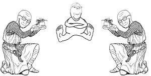 gapejak, soyak, wholesome soyjak, 5soyjaks, arm, closed eyes, closed mouth, clothes, concerned, feet