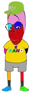 gapejak, rand, wholesome soyjak, colorjak, cap, clothes, distorted, dr pepper, full body, glasses