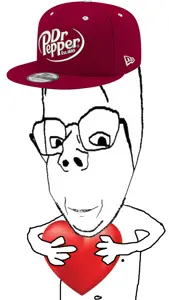 gapejak, rand, wholesome soyjak, arm, brainful, cap, clothes, distorted, dr pepper, glasses