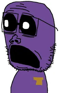 william afton, sackjak, badge, glasses, purple guy, soyjak, stubble, video game, five nights at freddy's