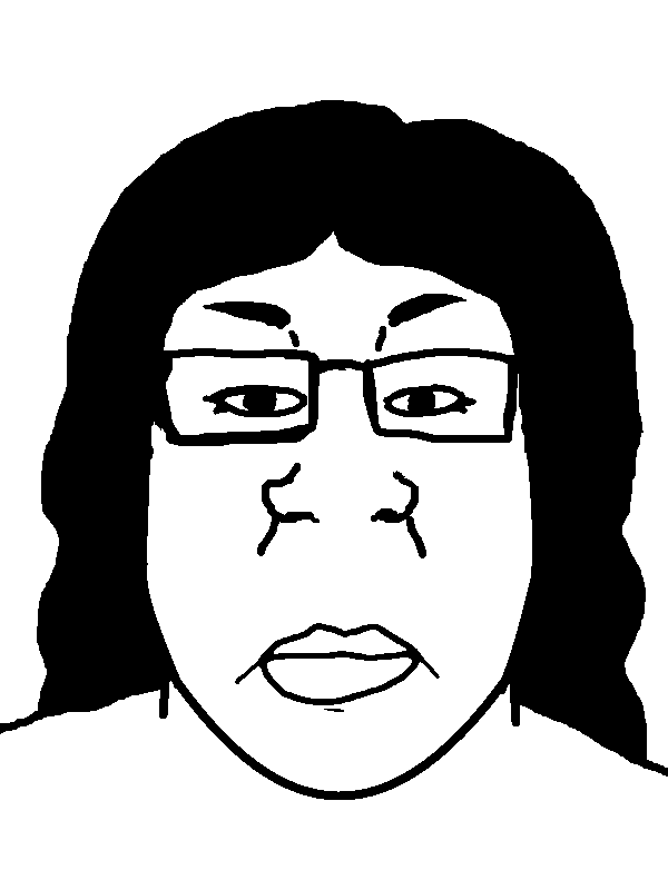chudjak, markiplier soyjak, chudplier, female chudplier, female markiplier, foidjaks, fusionjaks, 1soyjak, black eyes, black hair
