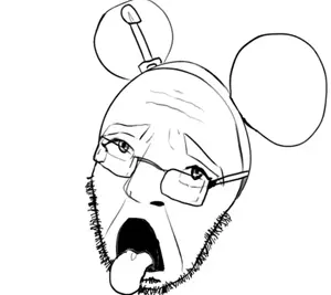 daplumpkin, mickey mouse, cobson, plumpson, ahegao, disney, glasses, open mouth, stubble, tongue