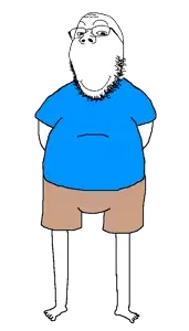 gapejak, good boy, 1soyjak, arm, closed mouth, clothes, full body, glasses, good boy, leg