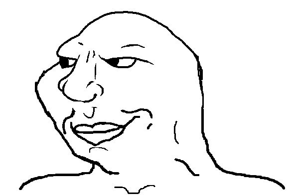 chudjak, meximutt, cheximutt, 1soyjak, bald, black eyes, closed mouth, looking to the left, merge, monochrome