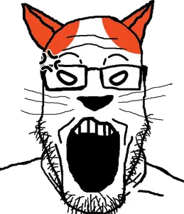 markiplier soyjak, anger mark, animal, cat, cat ears, ear, ears, glasses, marsey, open mouth