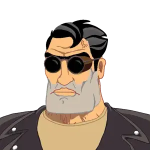 chudjak, perceptive chud, angry, ben (full throttle), buff, full throttle, glasses, goggles, jacket, leather jacket