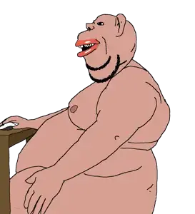 impish soyak ears, impish amerimutt, amerimutt, arm, fat, mouse, no glasses, obese, open mouth, side view