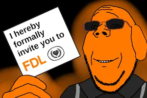 gapejak, wholesome soyjak, administ soyjaks, fdl, glasses, glowing, hands, invite, orange skin, smile