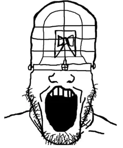 markiplier soyjak, alarm, incomprehensible woahjack, markiplier, no eyes, no glasses, objectsoy, open mouth, stubble, white background