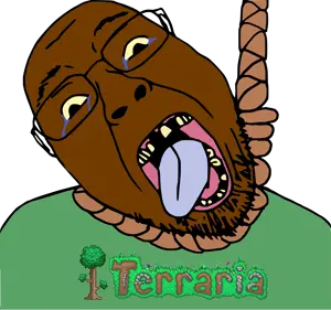 bernd, ack, dirt, hanging, logo, nigger, rope, tree, yellow sclera, terraria