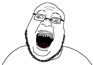 brightson, beard, glasses, mustache, nuvariant, open mouth, stubble, teeth, white background