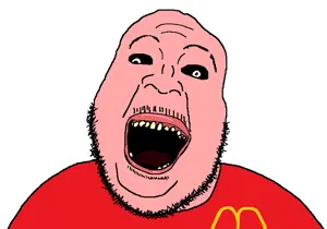 brightson, amerimutt, beard, glasses, mcdonalds, open mouth