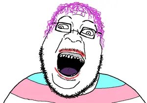 brightson, beard, glasses, lipstick, open mouth, tranny, transgender pride flag