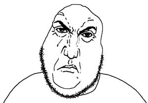 brightson, punisher face, angry, beard, closed mouth, glasses