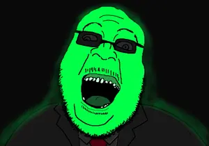 brightson, beard, central intelligence agency, glasses, glowing, green skin, open mouth, sunglasses, tuxedo
