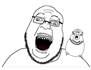 brightson, budgiejak, beard, glasses, open mouth