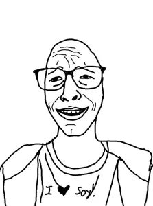unknown, bald, clothes, eyebrows, glasses, heart, no beard, open mouth, soy, teeth