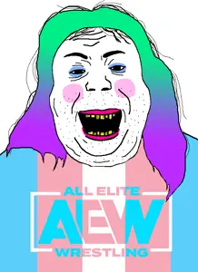 alicia, all elite wrestling, blush, clothes, colorful hair, hair, lipstick, makeup, open mouth, soyjak