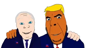 donald trump, cobson, feraljak, no more brother wars, blonde hair, blue eyes, bowtie, clothes, democratic party, donkey