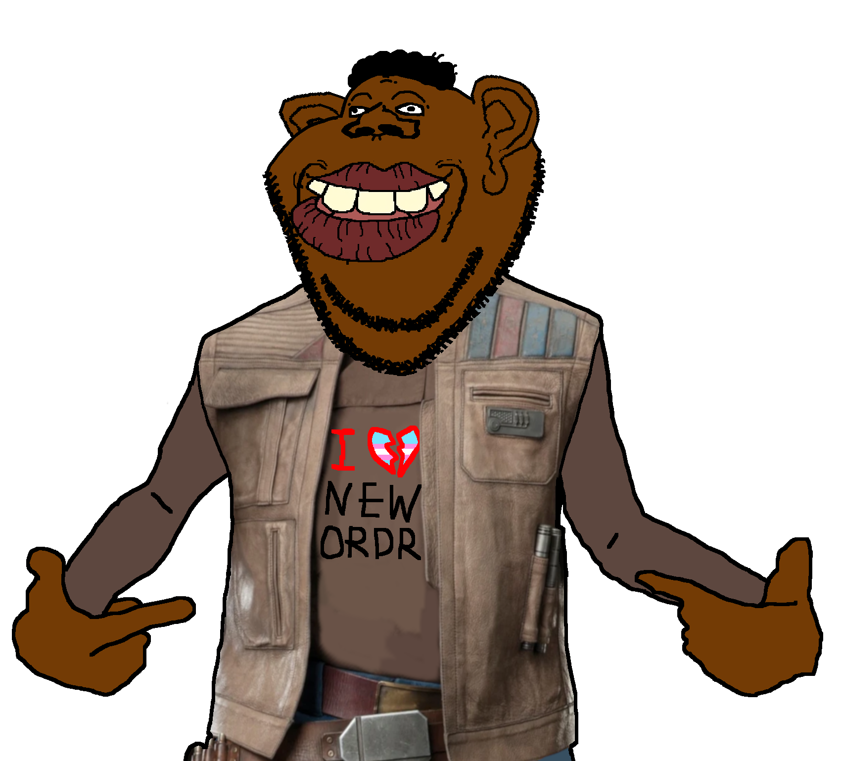 impish soyak ears, shirtjak, impish tyrone, belt, broken heart, brown skin, finn (star wars), heart, jacket, jeans