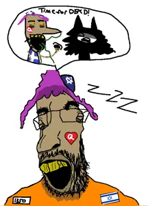 miss circle, parrotjak, beard, brown skin, closed eyes, clothes, english text, eyebrows, hat, heart