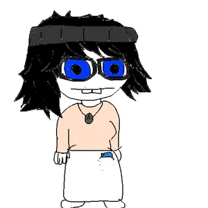 soytan, blue eyes, closed mouth, clothes, full body, glasses, oekaki