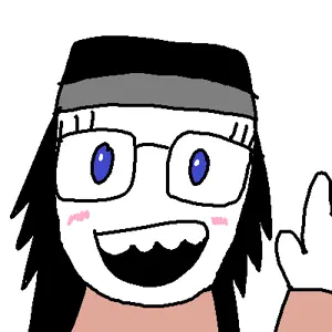 soytan, arm, blue eyes, blush, hair, hands, open mouth, teeth, wave