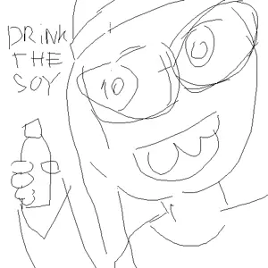 soytan, drink, holding object, oekaki, soy, soylent, text