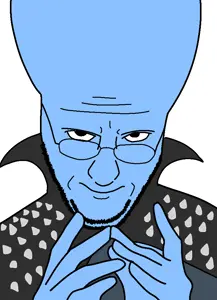 megamind, eviljak, 1soyjak, blue skin, closed mouth, front view, glasses, open eyes, portrait, soyjak