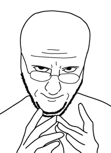 eviljak, glasses, hands, looking at you, soyjak, stubble, transparent background