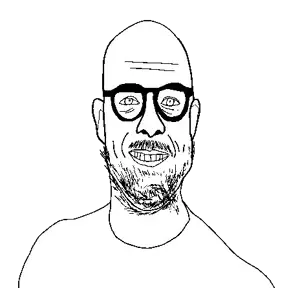 microplasticsjak, ear, glasses, smile, soyjak, stubble, transparent background