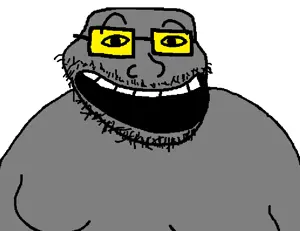 trollface, meximutt, mexitroll, fat, glasses, gray skin, looking at you, obese, soyjak party, stubble
