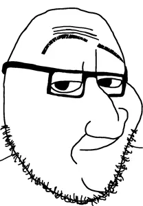sisa9000, smugjak, remastered soyjaks, beard, glasses, head, high res, looking at you, nose, smug