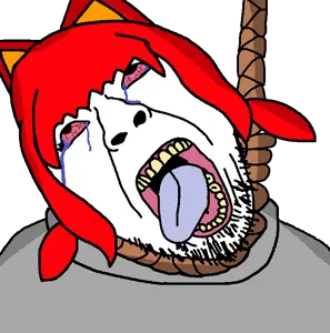crimsonvoidhydra1488, bernd, hanging troonjak, troonjak, ack, animal, bloodshot eyes, cat, cat ears, catgirl