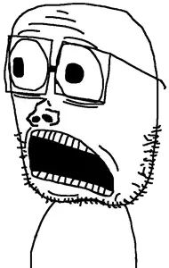 sackjak, beard, glasses, open mouth, scared, teeth, transparent background