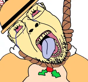 ack, bloodshot eyes, crying, dandy's world, dave and bambi, death, glasses, hanging, looking up, noose
