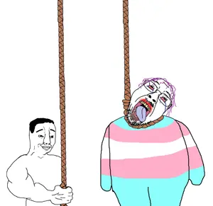 bernd, chudjak, hanging troonjak, troonjak, ack, closed mouth, hanging, red eyes, rope, smirk