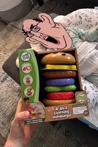 chudjak, chudjak amerimutt, amerimutt, baby, hamburger, holding object, mutt, real life, screaming, text
