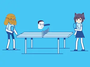 wojak, chudjak, jannyjak, animated, arm, full body, glasses, hair, hands, head