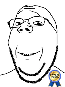 gapejak, wholesome soyjak, award, he will always be a gem, looking at you, nose, smile, stubble, teeth, text