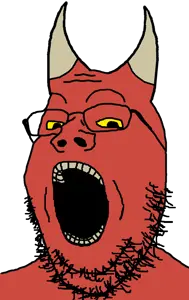 gapejak, demon, horns, open mouth, red skin, satan, transparent background, yellow sclera