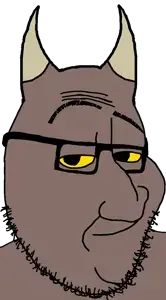 smugjak, demon, glasses, horns, smug, stubble, transparent background