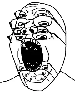 gapejak, alien, eyes, glasses, no beard, open mouth, weird
