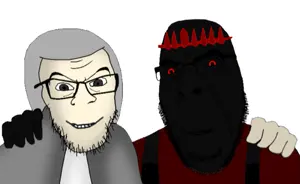 cobson, feraljak, no more brother wars, armor, black eyes, black sclera, black skin, clenched teeth, clothes, crimson void knight (shadovis rpg)