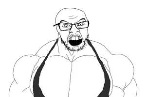 feraljak, angry, buff, glasses, looking at you, mge, muscles, open mouth, stubble
