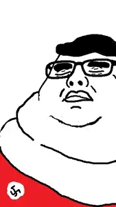 chudjak, neckbeardjak, chud, closed eyes, closed mouth, fat, glasses, hair, nazism, sleeping